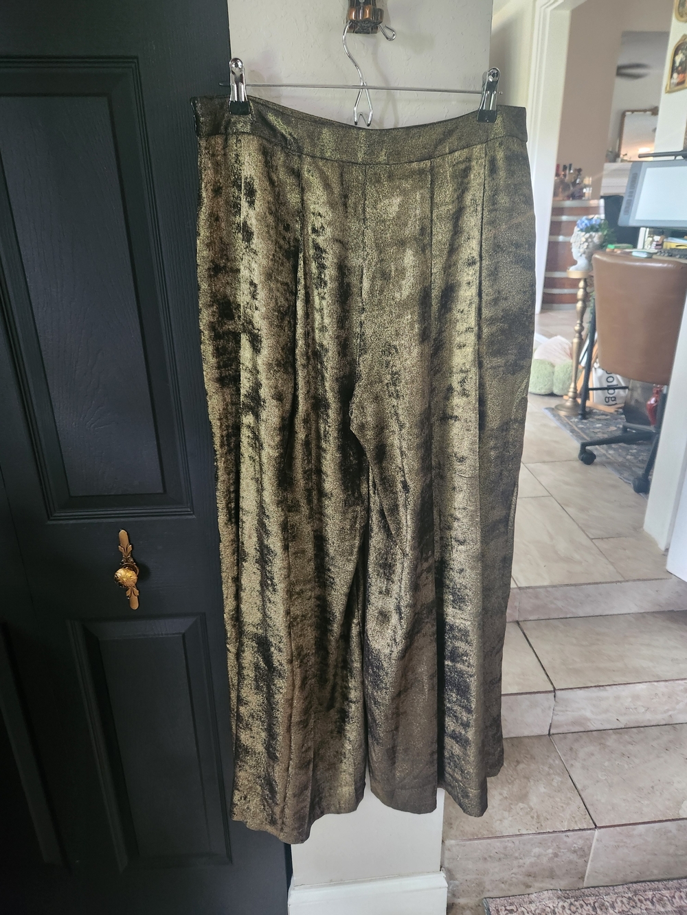 Banana Republic Gold Metallic Wide Leg Palazzo Pants - Picture 5 of 7